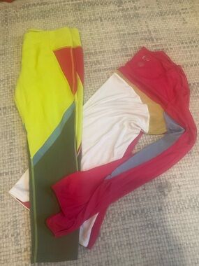 Splits59 Neon Yellow and Hot Pink Colorblock Activewear Set